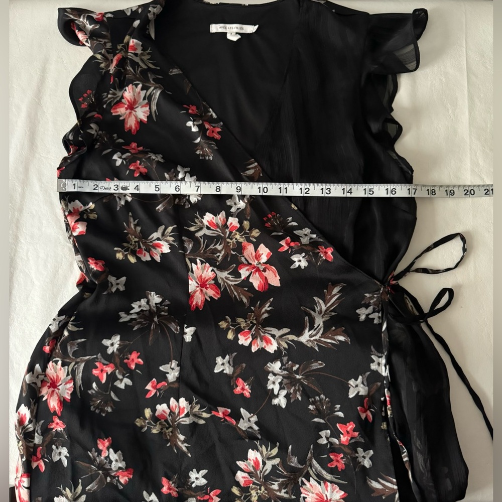 Avec Les Filles Cosmo Flower Satin & Chiffon Wrap Dress Size M - Picture 11 of 12